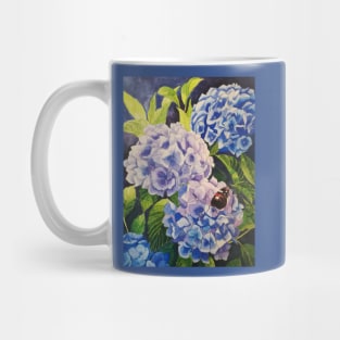 Blue hydrangeas watercolour painting Mug